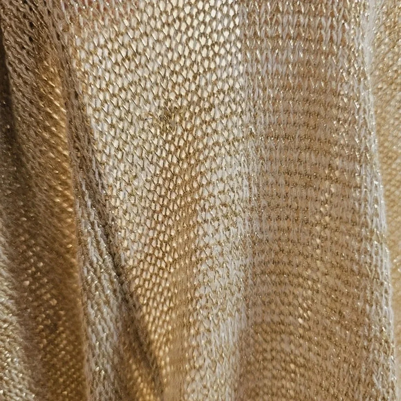 Loft Golden Metallic Crew Sweater Knit Beige Yellow Rayon  size XL - Picture 9 of 9